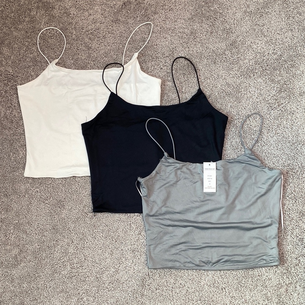 Olive & Oak Camisoles in Black, White, and Gray